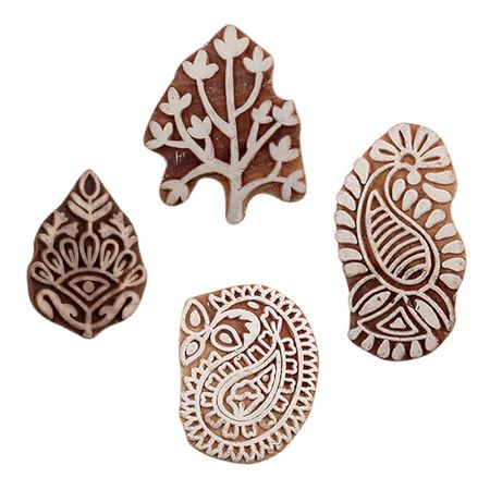 Set of 4 Piece New Mix Wooden Printing Blocks